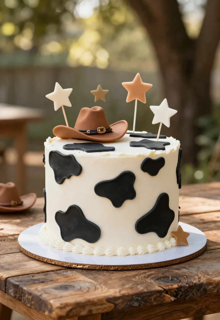 17 Western Smash Cake Ideas for a Rustic Cowboy Theme - 4. Cow Print Smash Cake 1