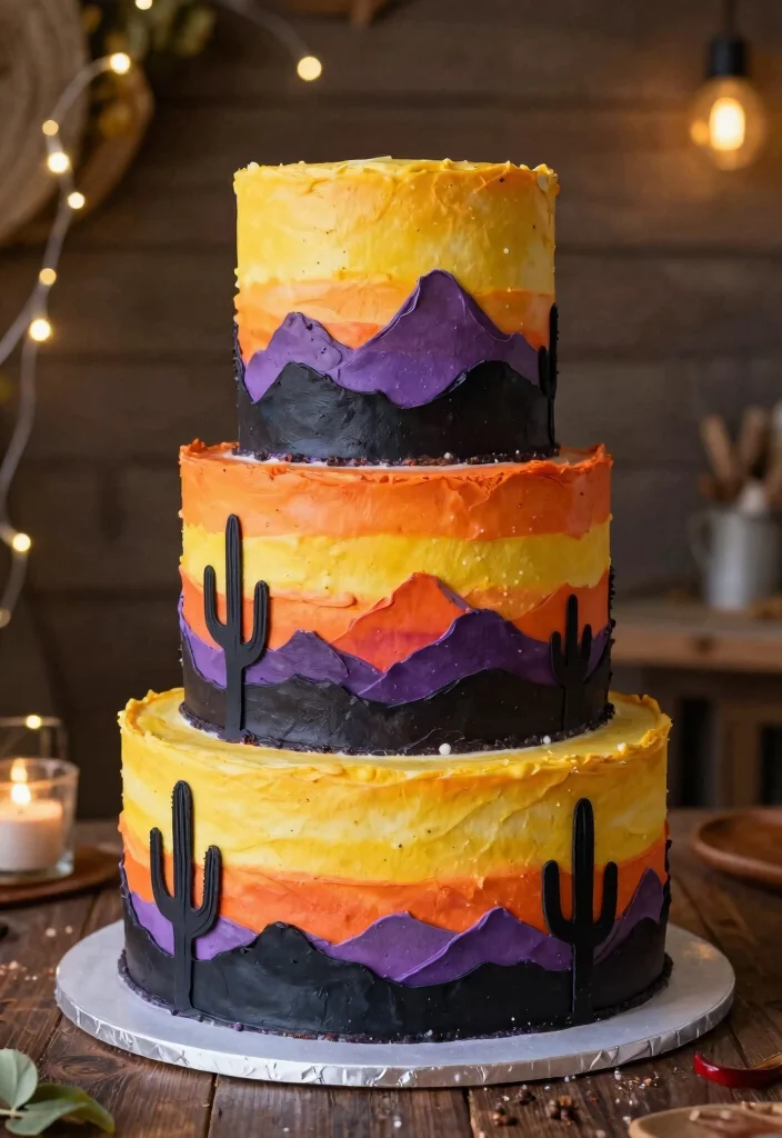 17 Western Smash Cake Ideas for a Rustic Cowboy Theme - 6. Western Skyline Smash Cake 1