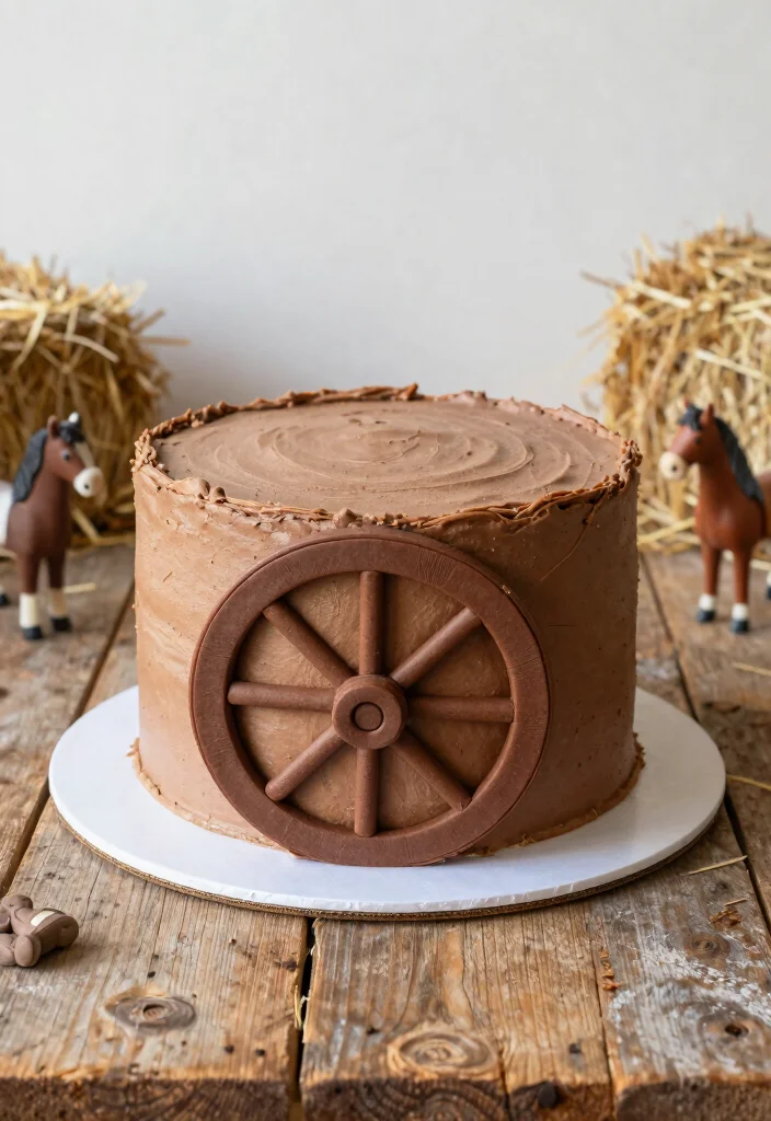 17 Western Smash Cake Ideas for a Rustic Cowboy Theme - 9. Wagon Wheel Smash Cake 1