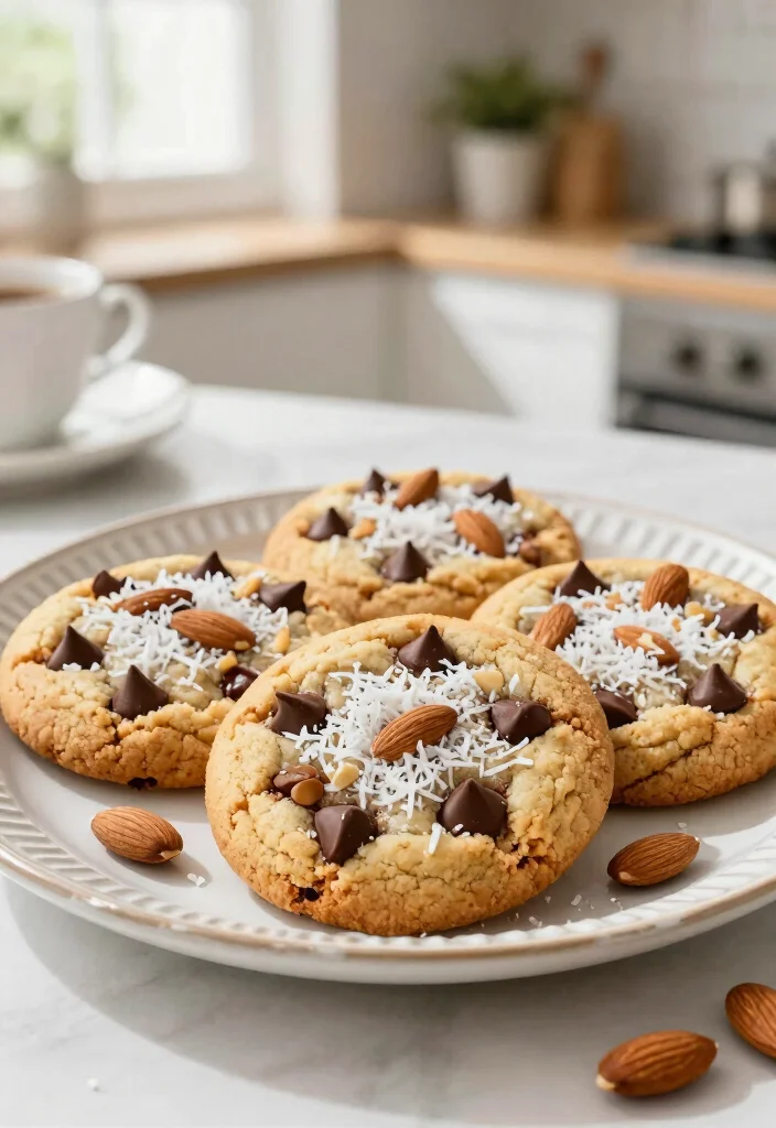 18 Big Chocolate Chip Cookie Recipe Ideas: Giant Vegan Chocolate Chip Cookie Recipes - 5. Almond Joy Inspired Cookies 1