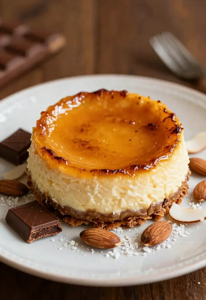 18 Creme Brulee Cheesecake Ideas: Silky Crunchy Fusion - 10. Almond Joy Creme Brulee Cheesecake 1