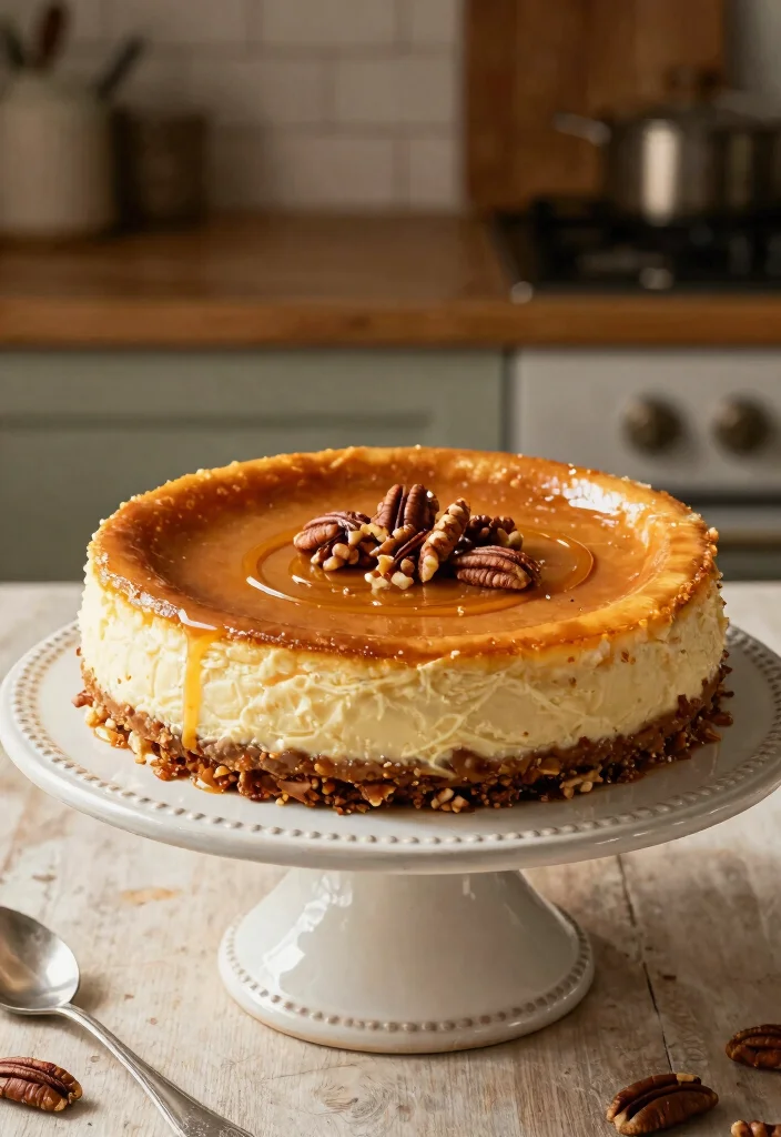 18 Creme Brulee Cheesecake Ideas: Silky Crunchy Fusion - 4. Caramel Pecan Creme Brulee Cheesecake 1