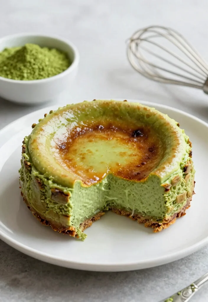 18 Creme Brulee Cheesecake Ideas: Silky Crunchy Fusion - 5. Matcha Green Tea Creme Brulee Cheesecake 1