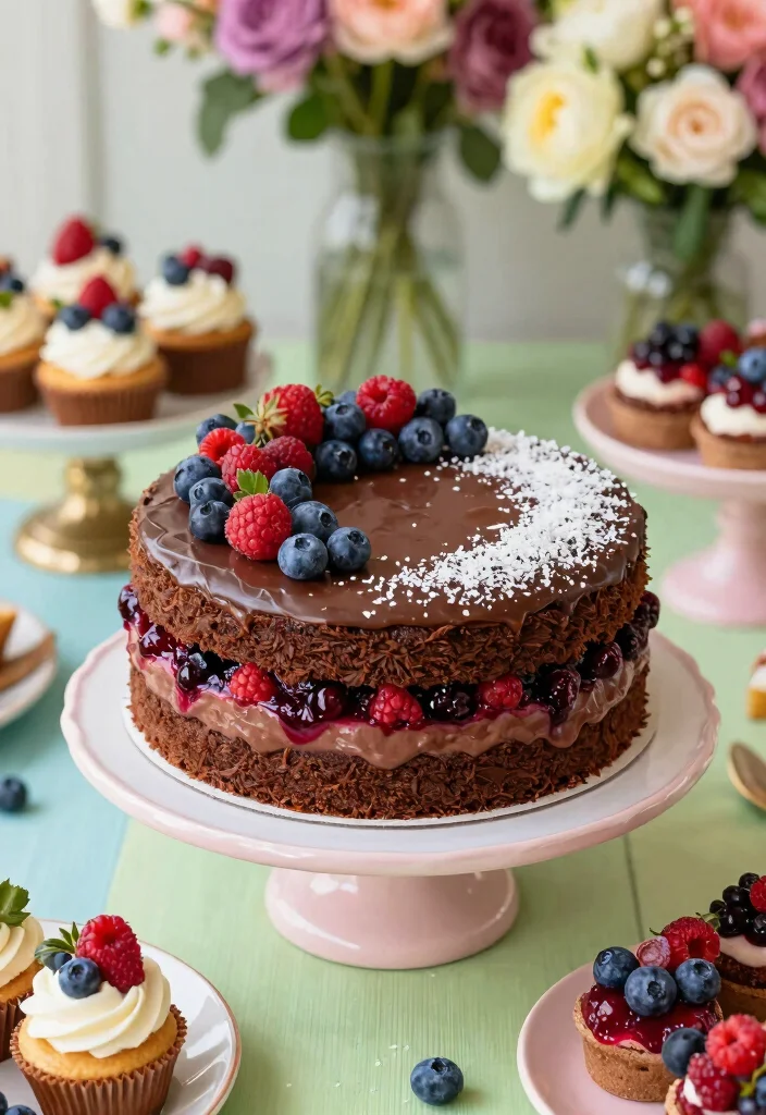 18 Homemade German Chocolate Cake Ideas: Rich Classic Layers - 12. Berry Delight German Chocolate Cake 1