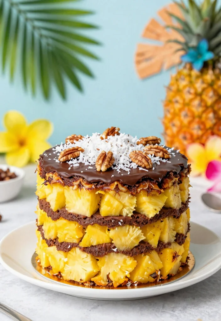 18 Homemade German Chocolate Cake Ideas: Rich Classic Layers - 9. Tropical Pineapple German Chocolate Cake 1