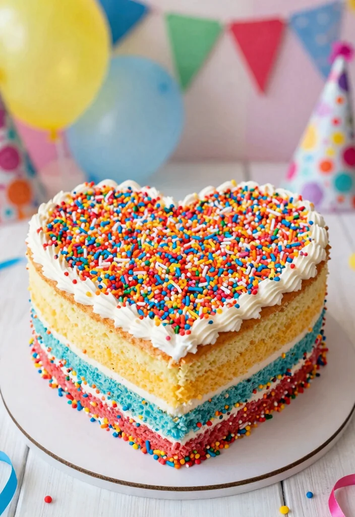 18 Lambeth Heart Cake Ideas Vintage Piped Elegance - 14. Birthday Sprinkle Heart Cake 1