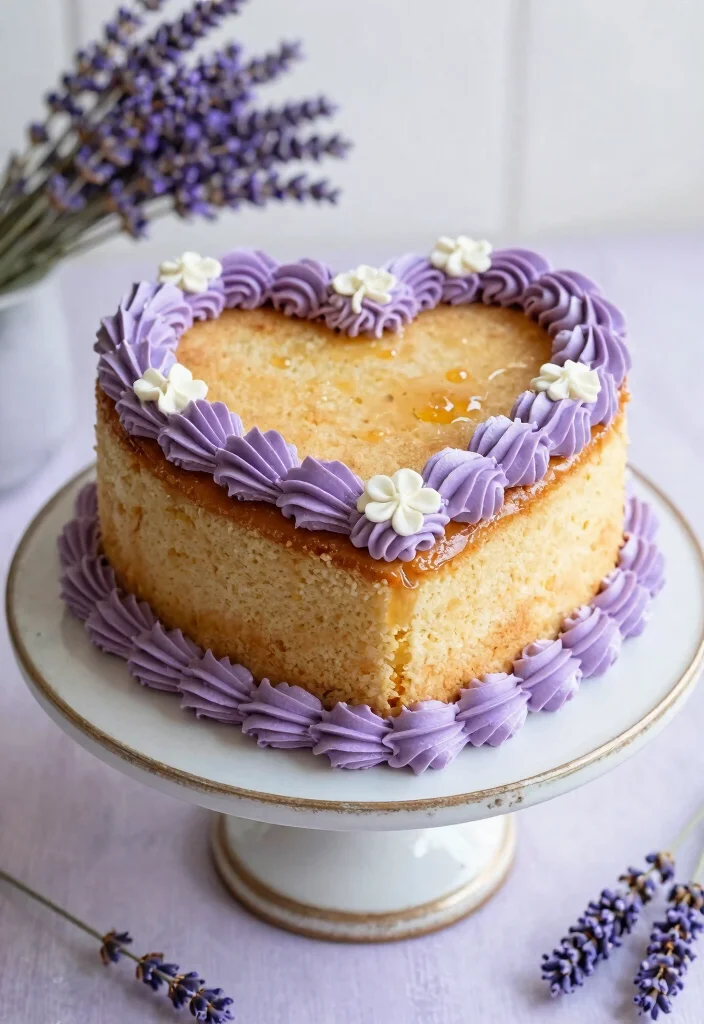18 Lambeth Heart Cake Ideas Vintage Piped Elegance - 15. Elegant Lavender Honey Heart Cake 1