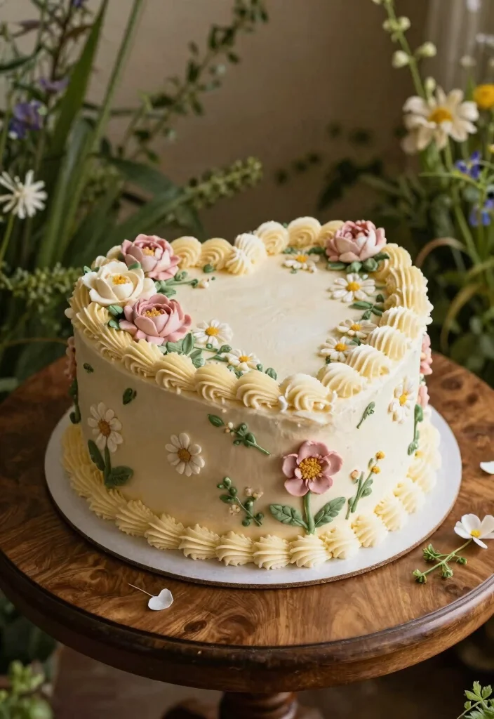 18 Lambeth Heart Cake Ideas Vintage Piped Elegance - 4. Vintage Floral Lambeth Heart Cake 1