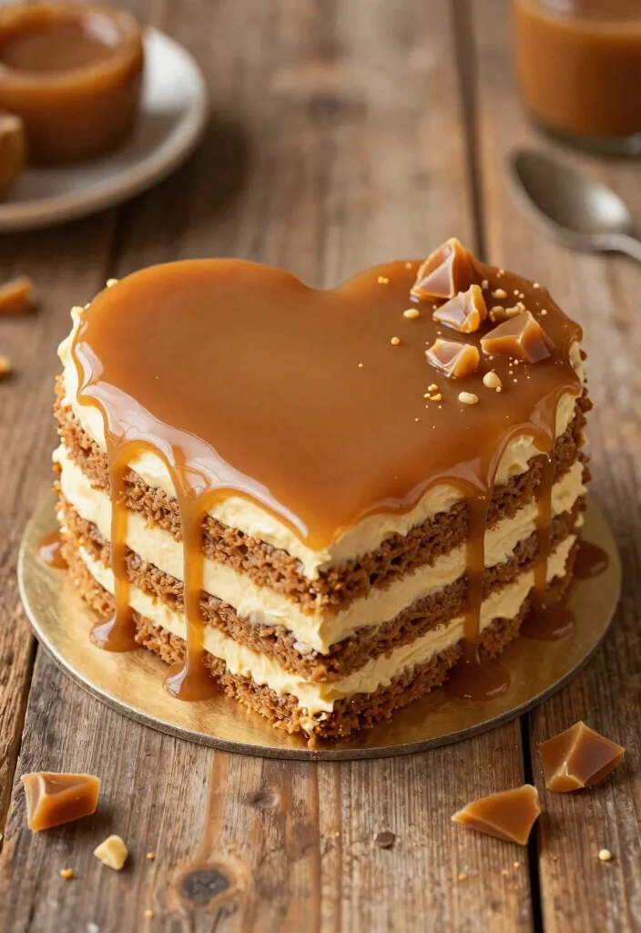 18 Lambeth Heart Cake Ideas Vintage Piped Elegance - 7. Decadent Caramel Drizzle Heart Cake 1