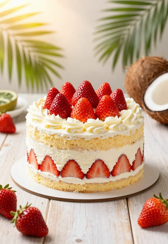 18 Strawberry Chantilly Cake Ideas: Light Creamy Layers - 10. Coconut Strawberry Chantilly Cake 1