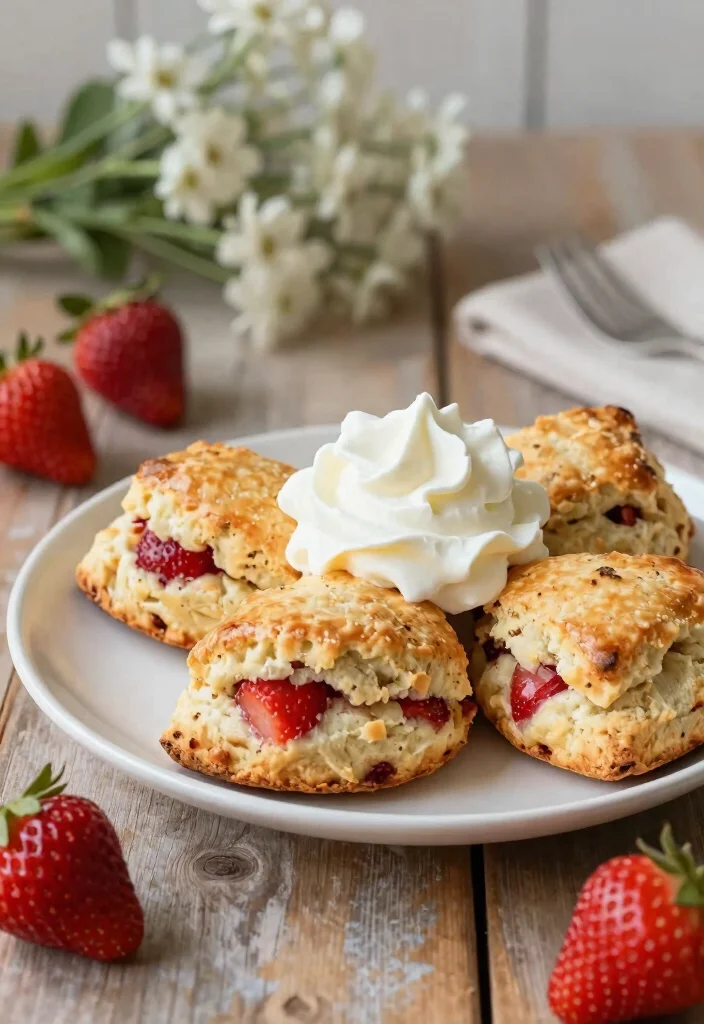 18 Strawberry Chantilly Cake Ideas: Light Creamy Layers - 11. Strawberry Chantilly Scones 1