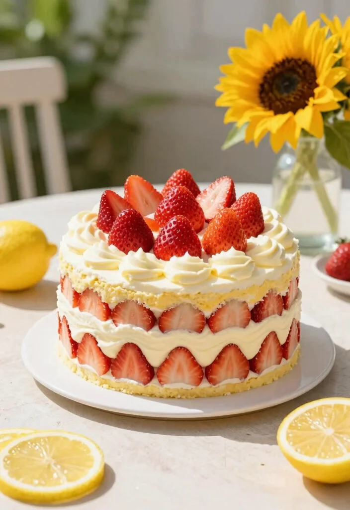 18 Strawberry Chantilly Cake Ideas: Light Creamy Layers - 4. Lemon Strawberry Chantilly Cake 1