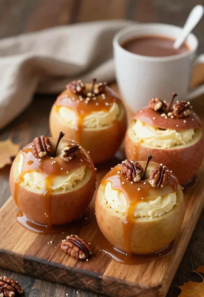 18 Turtle Cheesecake Recipe Ideas: Chocolate Caramel Pecan Bliss - 8. Turtle Cheesecake Stuffed Apple 1
