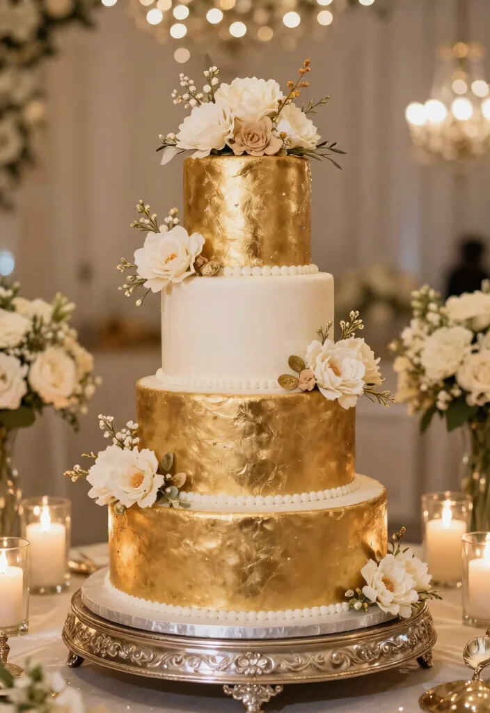18 Wedding Cake 3 Tier Elegant Ideas Timeless Grandeur - 6. Metallic Accents 1