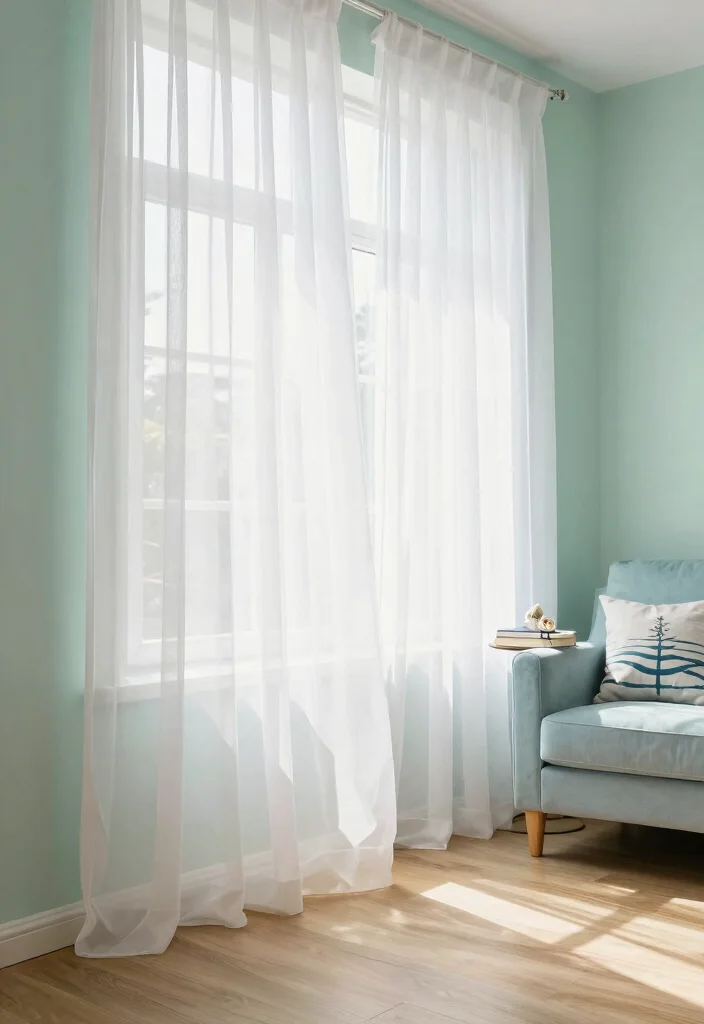 15 Beach House Curtains Ideas With Breezy Coastal Vibes - 1. Light and Airy Sheers 1