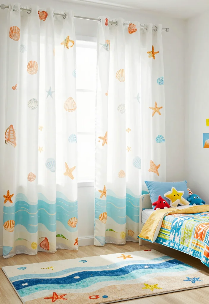 15 Beach House Curtains Ideas With Breezy Coastal Vibes - 10. Coastal Motifs 1