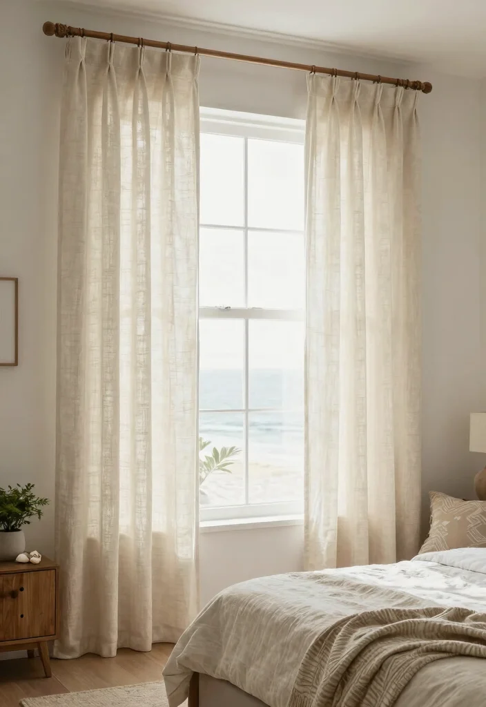 15 Beach House Curtains Ideas With Breezy Coastal Vibes - 3. Textured Linen 1