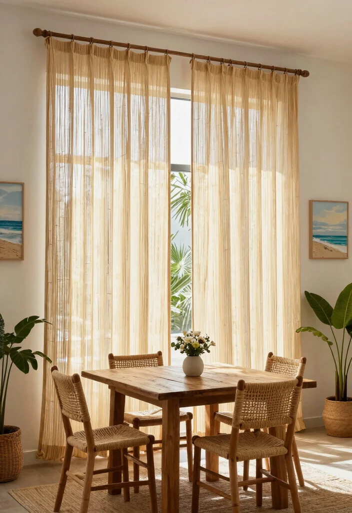 15 Beach House Curtains Ideas With Breezy Coastal Vibes - 7. Natural Fibers 1