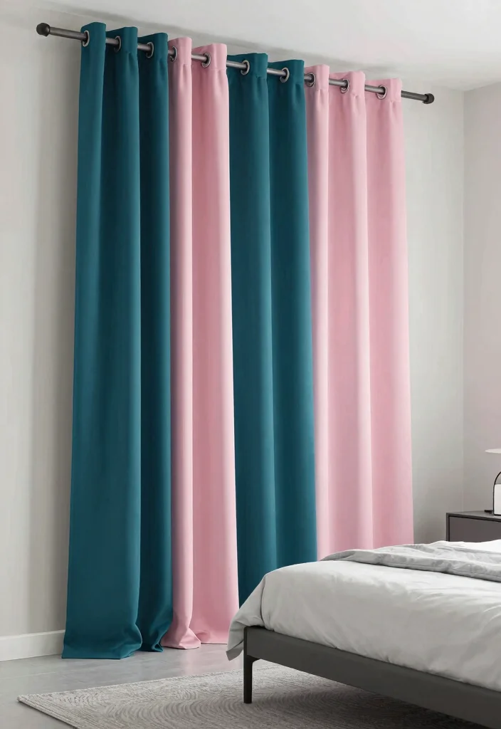 15 Best Curtains for Bedroom Ideas With Cozy Comfort - 10. Color-Blocked Curtains for a Modern Look 1