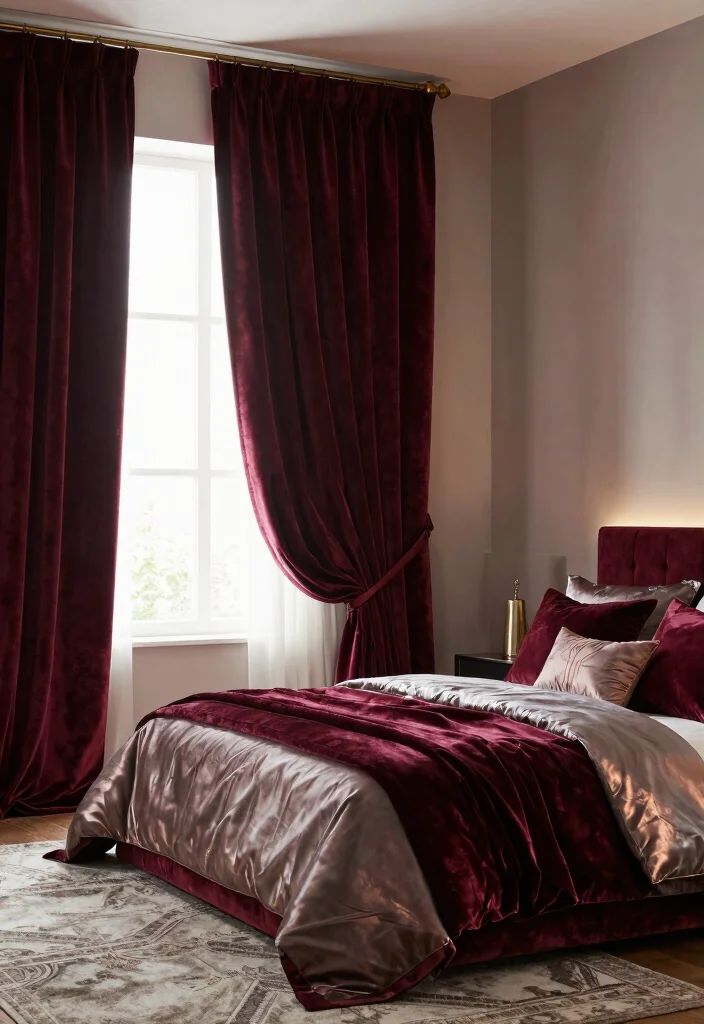 15 Best Curtains for Bedroom Ideas With Cozy Comfort - 3. Velvet Curtains for a Touch of Glam 1