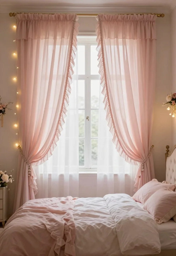 15 Best Curtains for Bedroom Ideas With Cozy Comfort - 9. Ruffled Curtains for a Romantic Touch 1