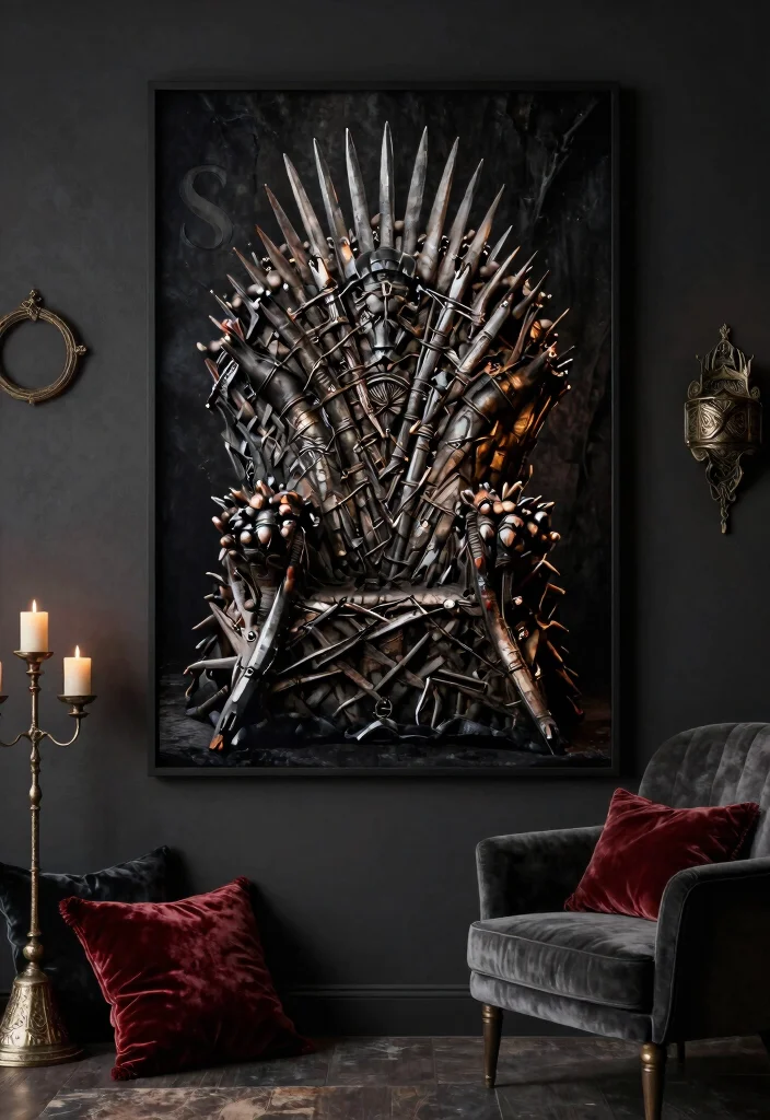 15 Game of Thrones Poster Ideas for a Dramatic Room - 4. The Iron Throne: A Majestic Centerpiece 1