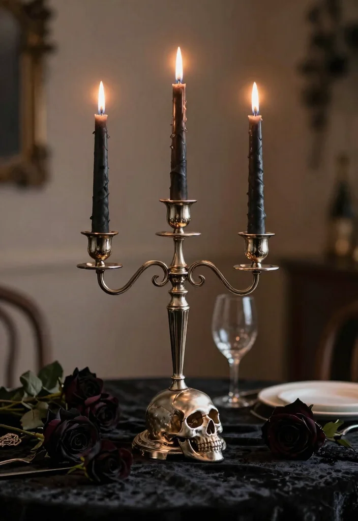 15 Skull Candle Holder Ideas With Dark Aesthetic Charm - 1. Elegant Skull Candelabra 1