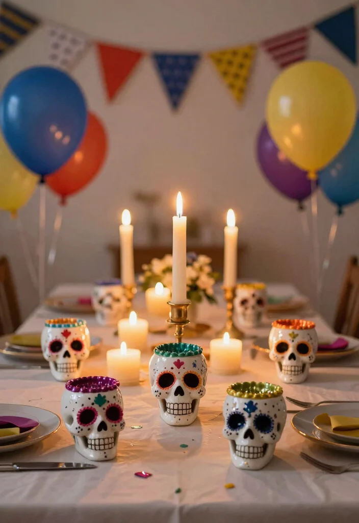 15 Skull Candle Holder Ideas With Dark Aesthetic Charm - 15. Skull Candle Holders for Celebratory Occasions 1