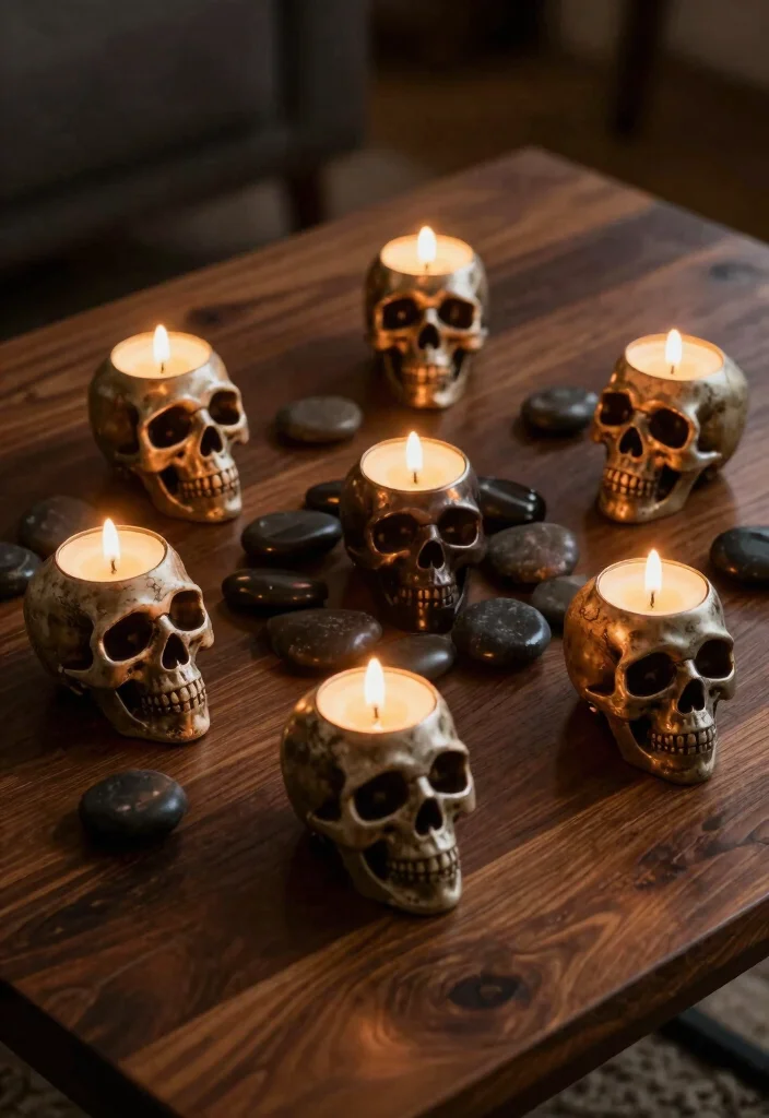 15 Skull Candle Holder Ideas With Dark Aesthetic Charm - 2. Vintage Skull Tea Light Holders 1