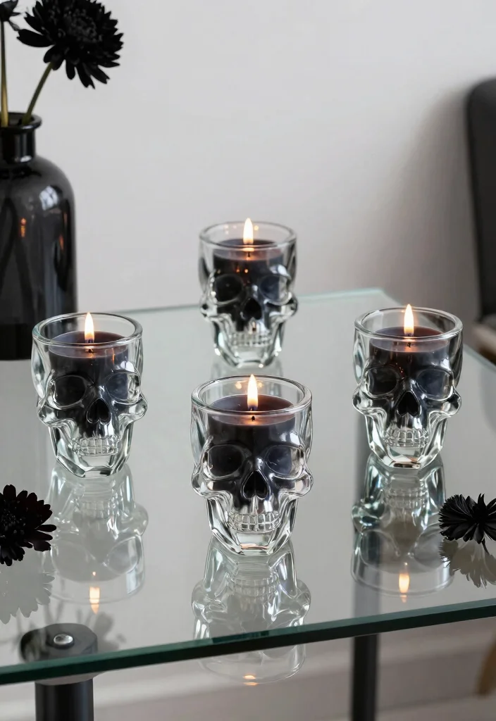 15 Skull Candle Holder Ideas With Dark Aesthetic Charm - 3. Skull Shaped Glass Candle Holders 1