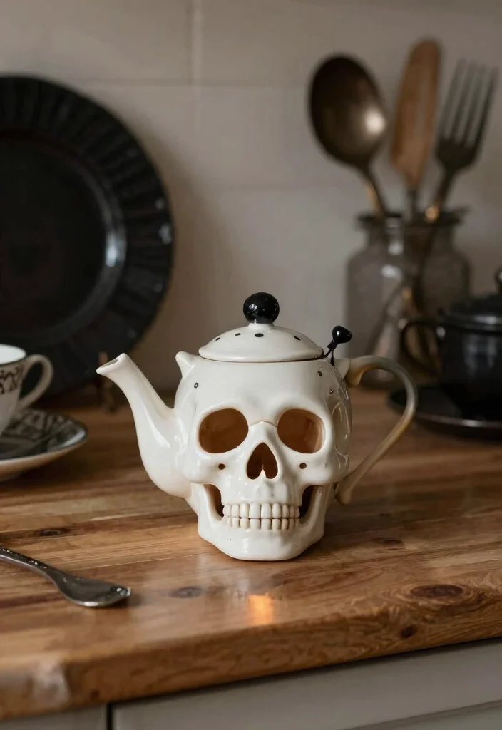 15 Skull Candle Holder Ideas With Dark Aesthetic Charm - 6. Quirky Skull Teapot Candle Holder 1