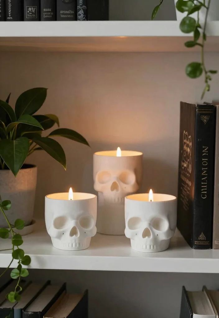 15 Skull Candle Holder Ideas With Dark Aesthetic Charm - 8. Minimalist Skull Candle Holders 1