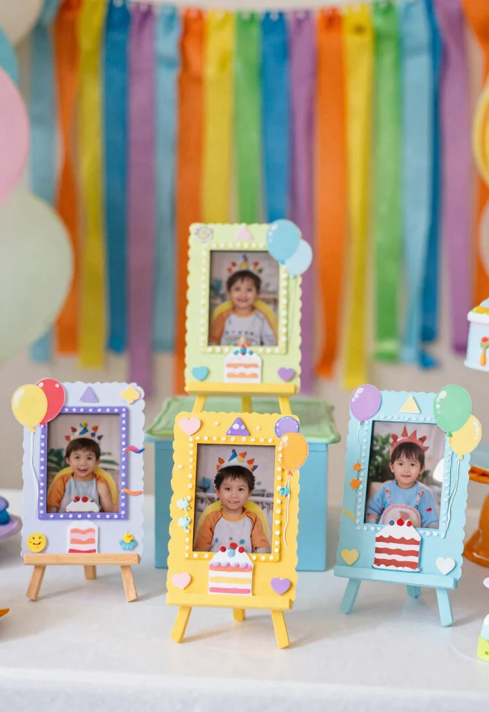 16 Clay Photo Stand Ideas With Cute DIY Touch - 15. DIY Birthday Party Stands 1