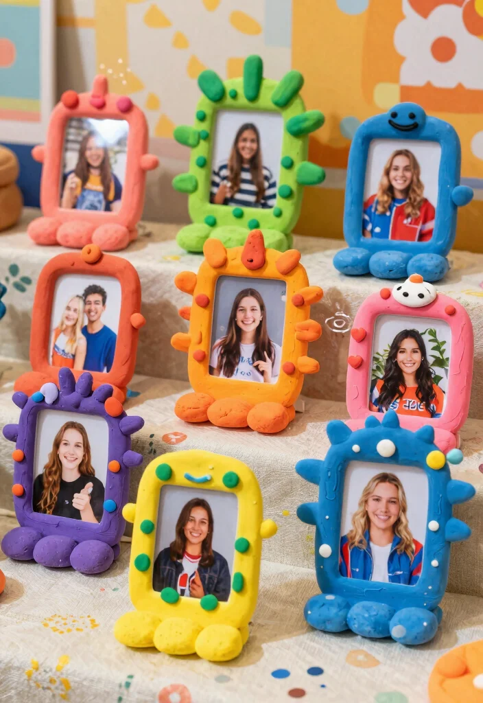 16 Clay Photo Stand Ideas With Cute DIY Touch - 4. Colorful Splashes 1