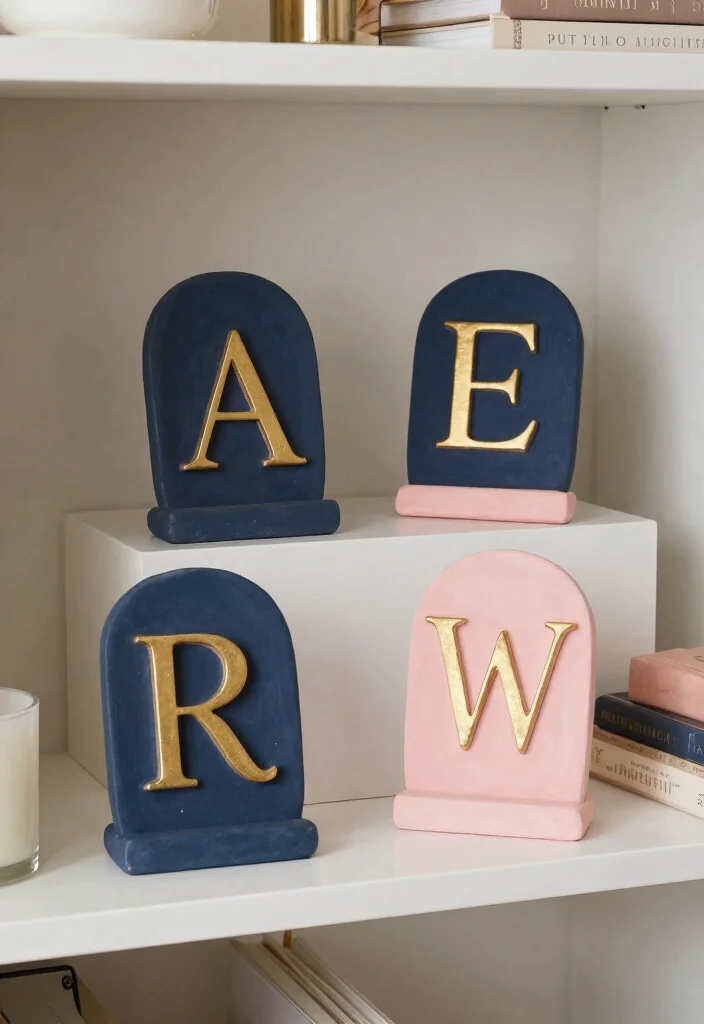 16 Clay Photo Stand Ideas With Cute DIY Touch - 5. Personalized Monogram Stands 1
