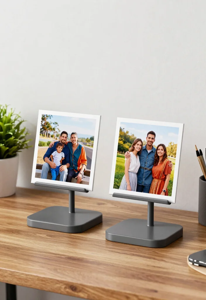 16 Clay Photo Stand Ideas With Cute DIY Touch - 6. Dual Photo Stands 1