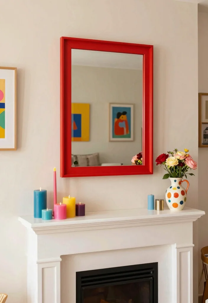 16 Mirrors on Mantle Ideas That Reflect Style Beautifully - 11. Colorful Framed Mirrors 1