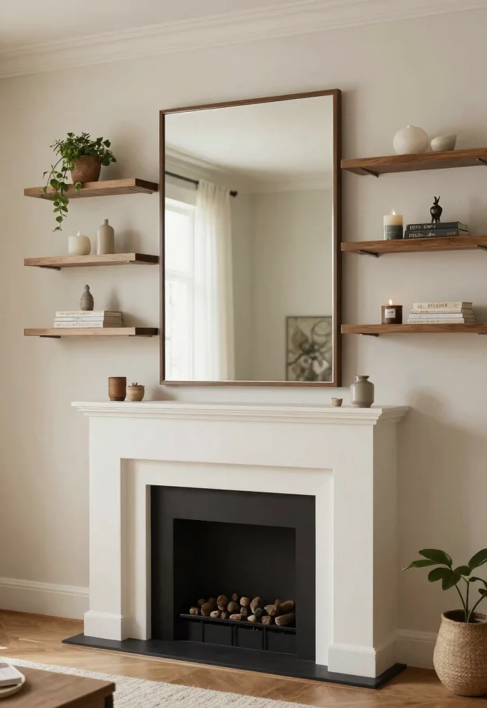16 Mirrors on Mantle Ideas That Reflect Style Beautifully - 15. Mirror with Shelving 1