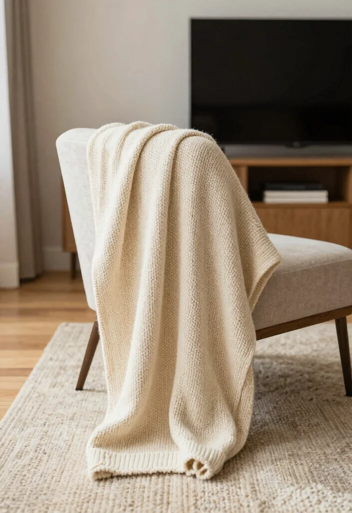 16 Side of TV Wall Decor Ideas That Complete Your Space - 10. Cozy Throw Blankets 1