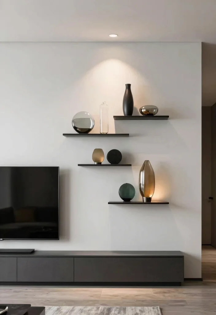 16 Side of TV Wall Decor Ideas That Complete Your Space - 14. Wall Sculpture Displays 1