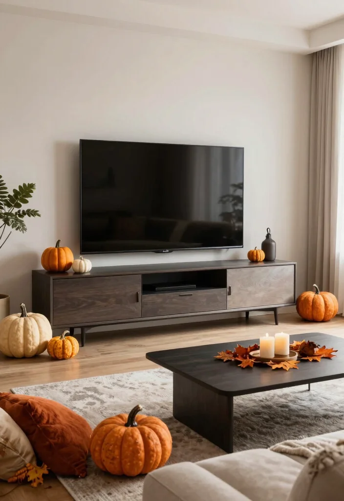 16 Side of TV Wall Decor Ideas That Complete Your Space - 16. Seasonal Decor Changes 1