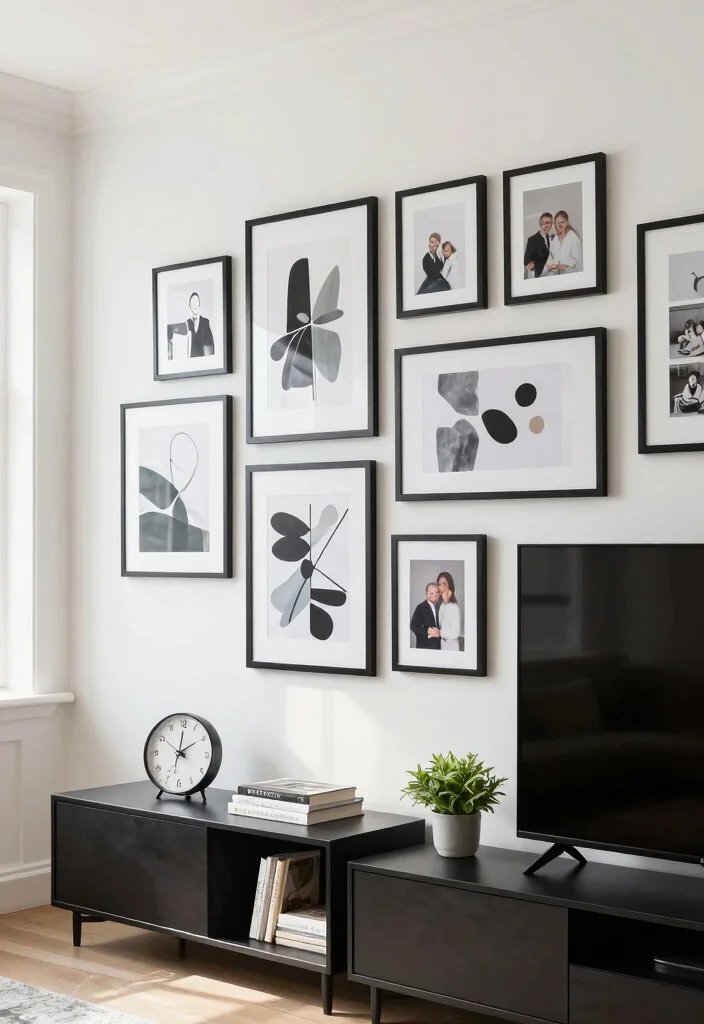 16 Side of TV Wall Decor Ideas That Complete Your Space - 2. Gallery Wall of Art 1