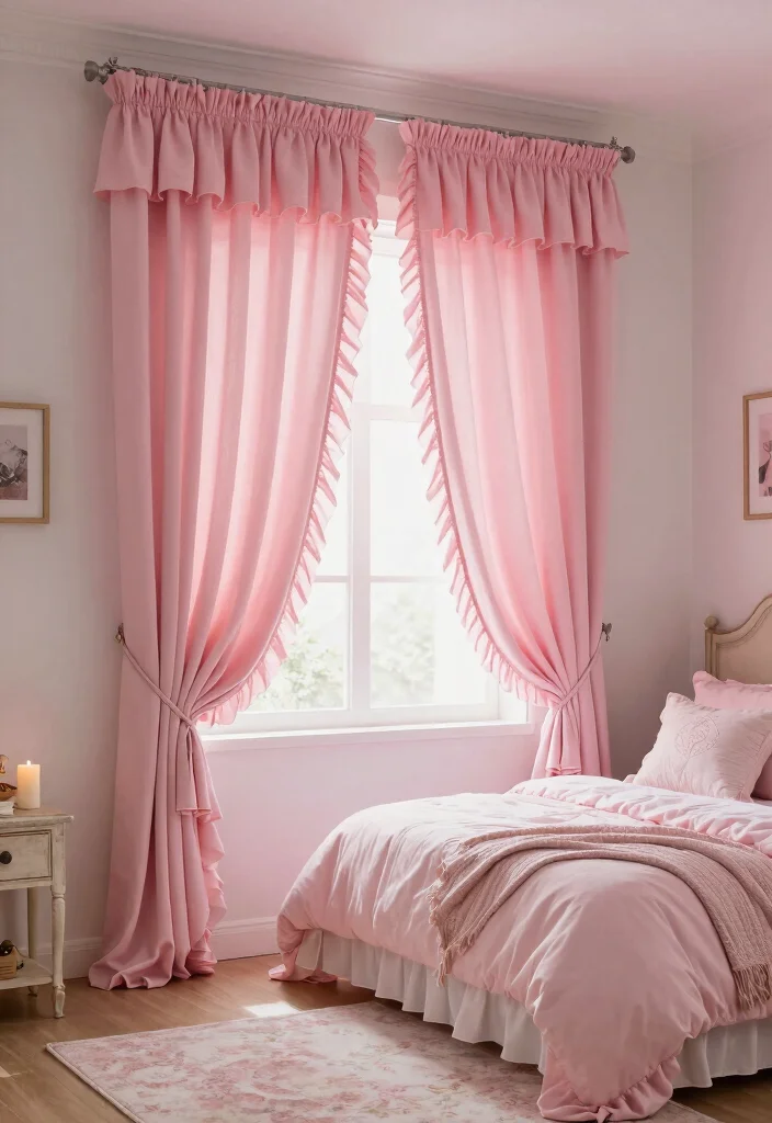 16 Wall Curtains Bedroom Ideas That Elevate Your Space - 10. Whimsical Ruffled Curtains 1