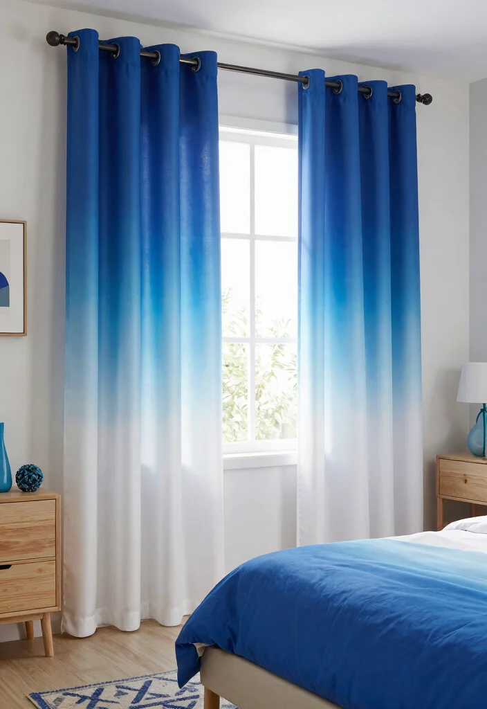 16 Wall Curtains Bedroom Ideas That Elevate Your Space - 13. Colorful Ombré Curtains 1