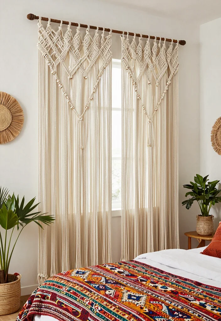 16 Wall Curtains Bedroom Ideas That Elevate Your Space - 9. Macrame for a Bohemian Touch 1