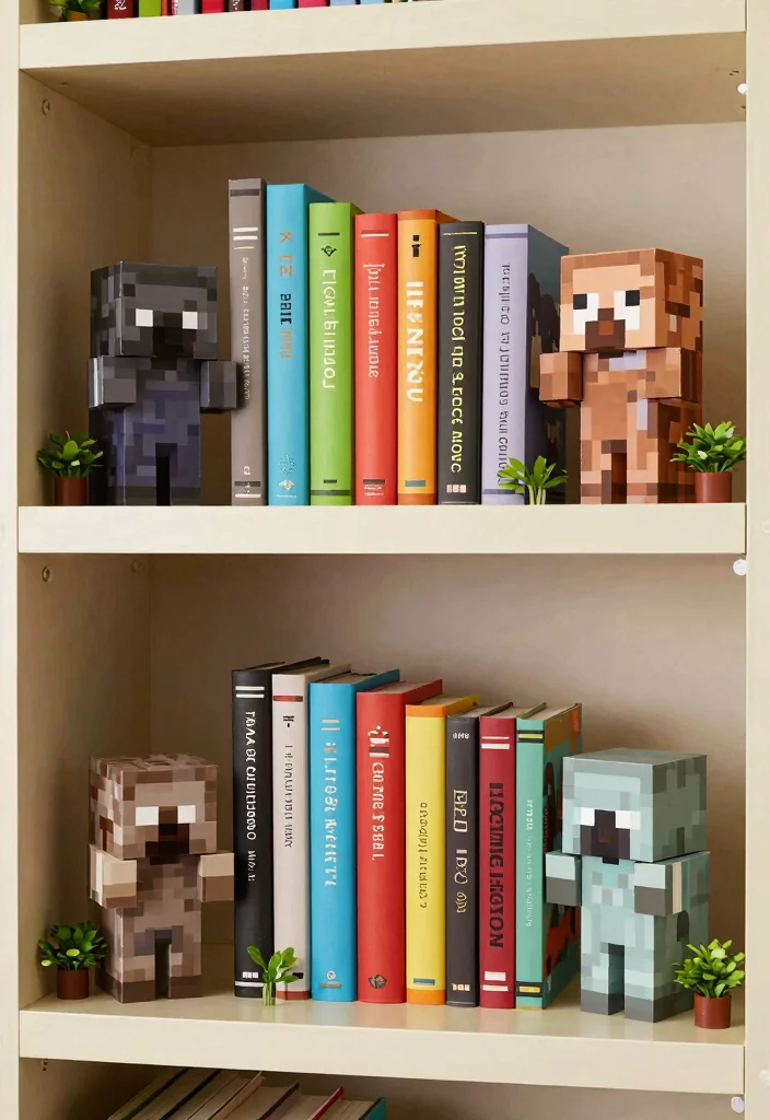 17 Bookshelf Design Minecraft Ideas for a Creative Build - 12. Creative Bookends Design 1