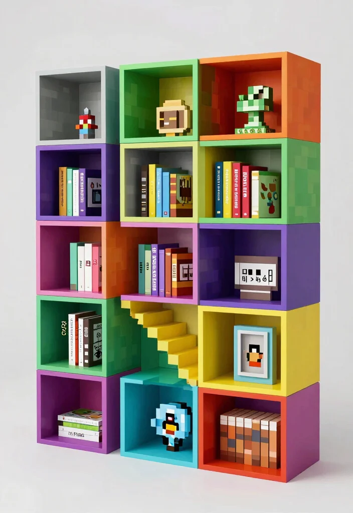 17 Bookshelf Design Minecraft Ideas for a Creative Build - 15. DIY Modular Bookshelves 1