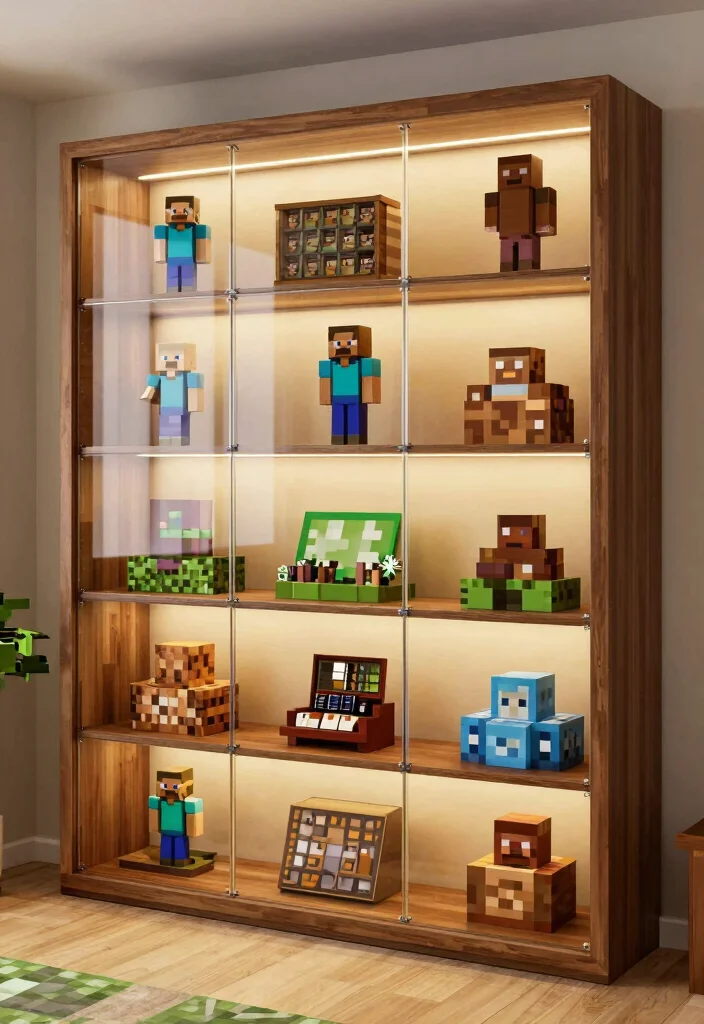 17 Bookshelf Design Minecraft Ideas for a Creative Build - 17. Personalized Showcase Bookshelf 1