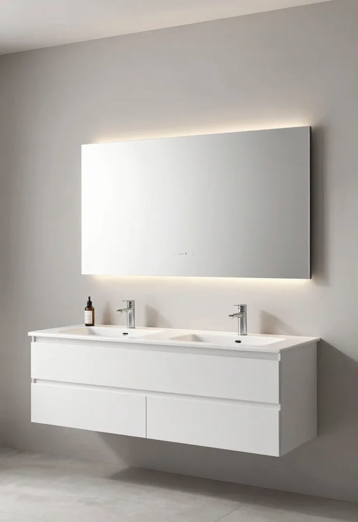 17 Double Vanity Mirrors Ideas With Luxe Bathroom Style - 10. Floating Mirrors 1