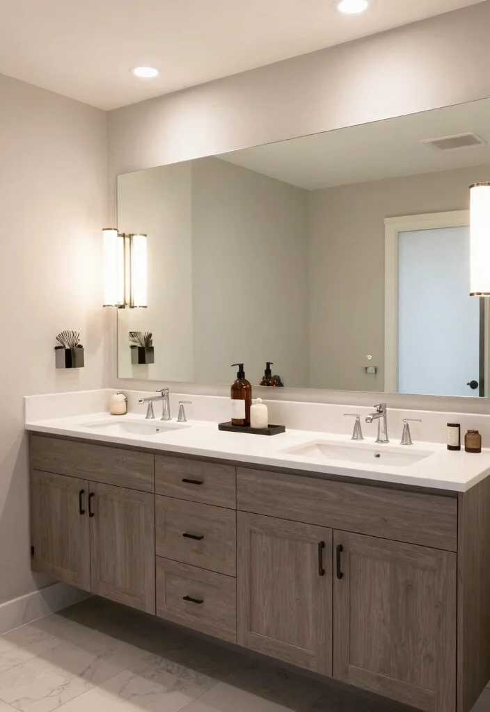 17 Double Vanity Mirrors Ideas With Luxe Bathroom Style - 13. Large Statement Mirrors 1
